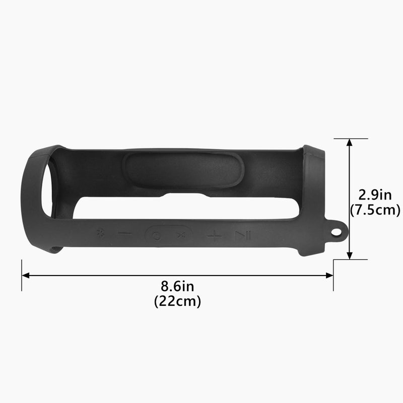 Linkidea Silicone Speaker Case Cover Compatible with JBL Charge 3, Protective Soft Skin Sleeve, Travel Carrying Pouch with Keychain Hook (Black) - Image 5
